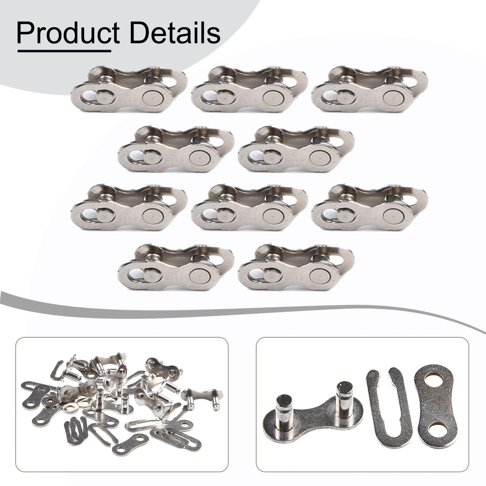 10 Pcs Bicycle Bike Single Speed Quick Chain Master Links Connector Accessories Steel Chain Master Link Silver For Most 1 - 3 S
10 Pcs Bicycle Bike Single Speed Quick Chain Master Links Connector Accessories Steel Chain Master Link Silver For Most 1 - 3 S