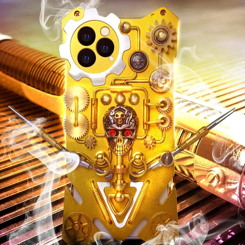 Luxury Armor Metal Aluminum Phone Cover For iPhone 12 11 Pro Max Mini XS 8 7 6 Plus Case Mechanical Gear Purely Handmade shell
Luxury Armor Metal Aluminum Phone Cover For iPhone 12 11 Pro Max Mini XS 8 7 6 Plus Case Mechanical Gear Purely Handmade shell