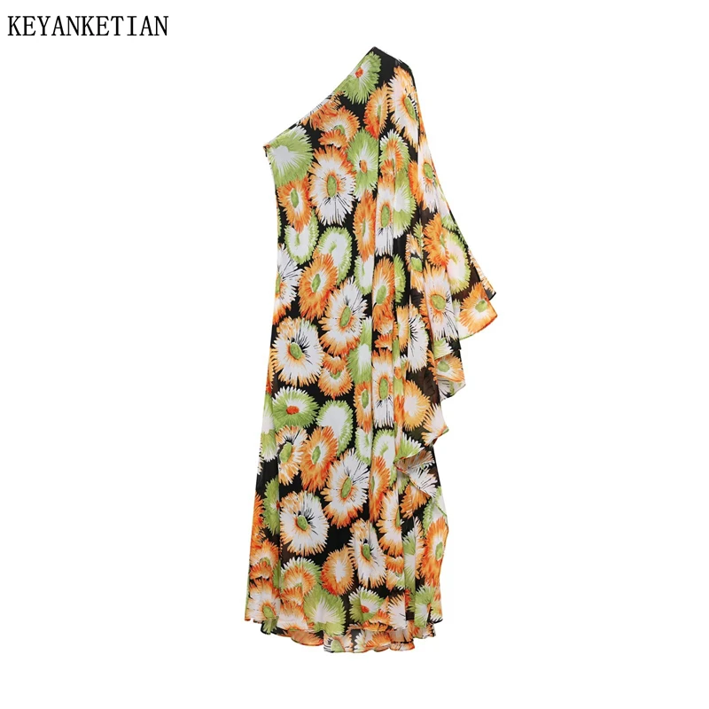 KEYANKETIAN Summer New Holiday wind Flower Print One-shoulder Mini Dress Asymmetrical Tiered Slim Women's A Line Flowing Dresses
KEYANKETIAN Summer New Holiday wind Flower Print One-shoulder Mini Dress Asymmetrical Tiered Slim Women's A Line Flowing Dresses