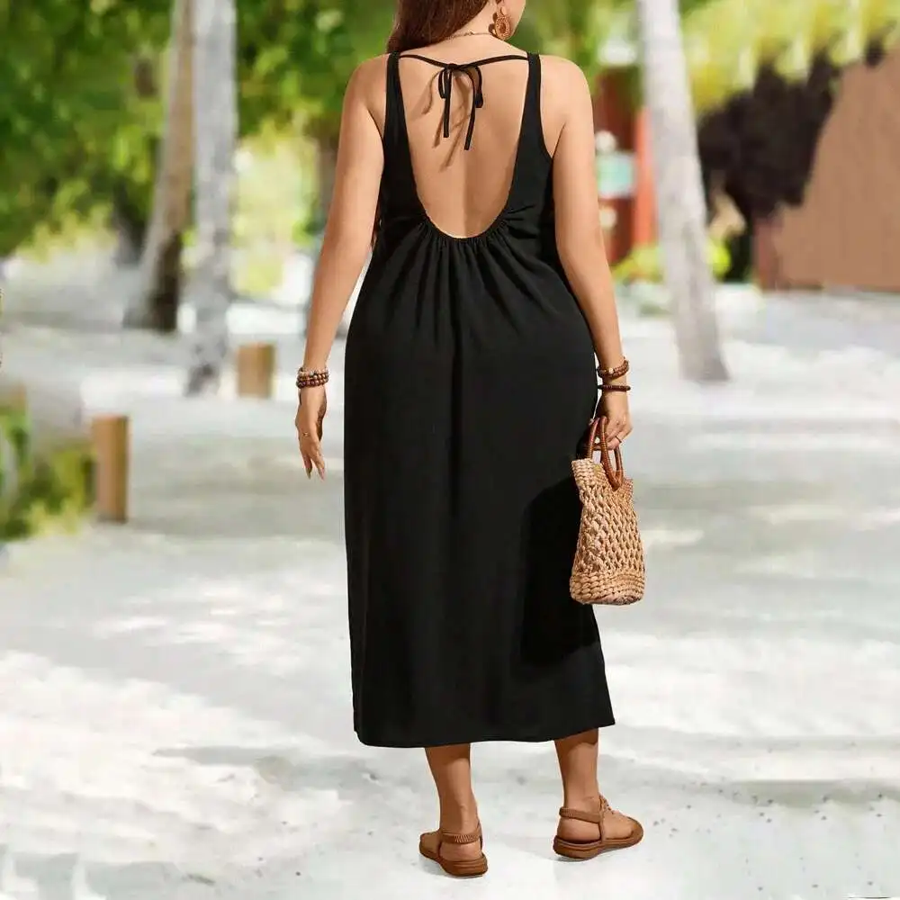 Plus 2025 Size Women's Simple Commuting Seaside Vacation Temperament, Big Backless Strap Dress for Women Elegantes Casual Y2k
Plus 2025 Size Women's Simple Commuting Seaside Vacation Temperament, Big Backless Strap Dress for Women Elegantes Casual Y2k
