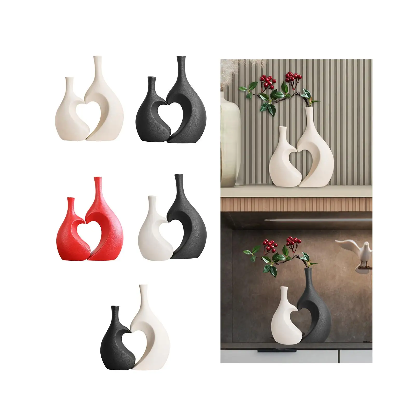 Ceramic Vase Set Plant Pot Flower Container Holder Decorative Vase Heart Shaped Vase for Home Decoration Fireplace Bookshelf
Ceramic Vase Set Plant Pot Flower Container Holder Decorative Vase Heart Shaped Vase for Home Decoration Fireplace Bookshelf
