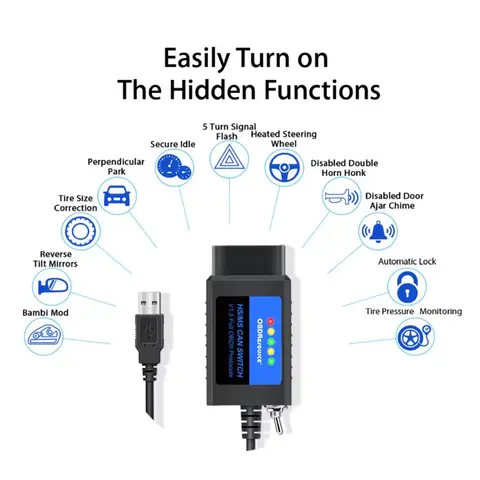 OBDResource FORSCan ELM327 OBD2 USB Adaptör Tarayıcı, Hafif Kamyon ve Ford için MS CAN/HS CAN Anahtarı ile USB CH340 V1.5 PIC18F25K80 Çip