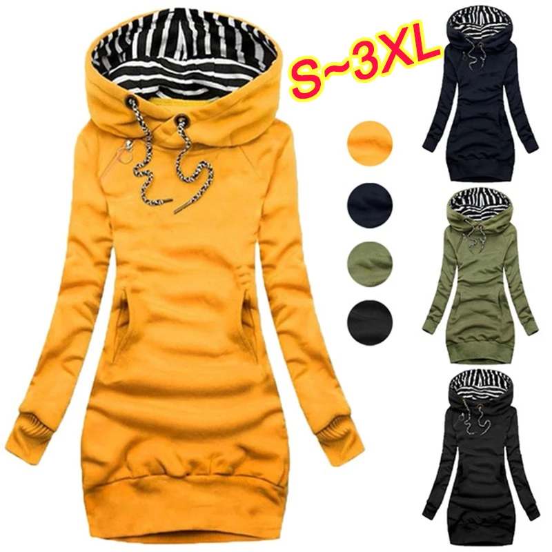 New Women's Solid Color Hoodie Dress Long Sleeve Casual Pullover Hoodie Pocket Sweater Dress S~3XL
New Women's Solid Color Hoodie Dress Long Sleeve Casual Pullover Hoodie Pocket Sweater Dress S~3XL