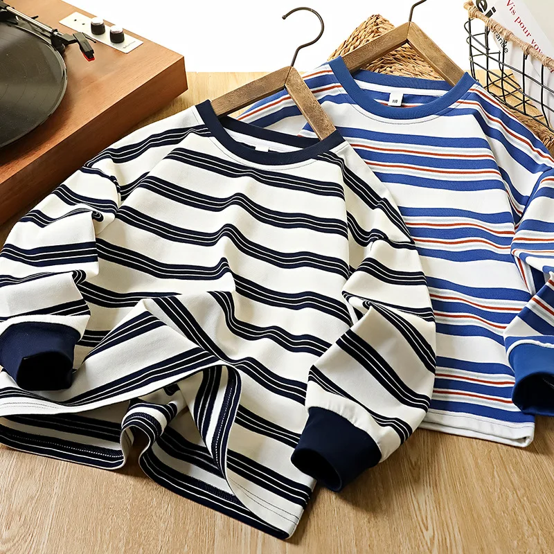 Children's clothing long-sleeved t-shirt boys' striped autumn thin medium and older children's cotton top 
Children's clothing long-sleeved t-shirt boys' striped autumn thin medium and older children's cotton top