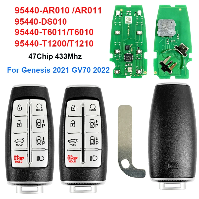 For Genesis 2021 GV70 2022 Proximity Remote Key 47Chip 433Mhz 95440-T1210 T1200 T6010 T6011 AR011 DS010 AR010
For Genesis 2021 GV70 2022 Proximity Remote Key 47Chip 433Mhz 95440-T1210 T1200 T6010 T6011 AR011 DS010 AR010