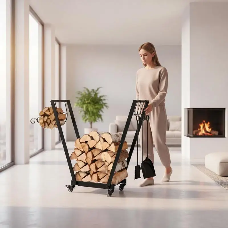 Feuerholzgestell, trapezförmiges Design, pulverbeschichteter Metall, mobil mit Rollen, 79 x 30 x 81 cm, Schwarz
Feuerholzgestell, trapezförmiges Design, pulverbeschichteter Metall, mobil mit Rollen, 79 x 30 x 81 cm, Schwarz