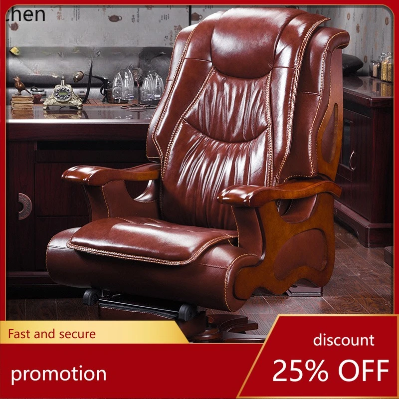 CZ Genuine Leather Office Swivel Chair Solid Wood Executive Adjustable Massage Reclining Cowhide Computer Chair
CZ Genuine Leather Office Swivel Chair Solid Wood Executive Adjustable Massage Reclining Cowhide Computer Chair