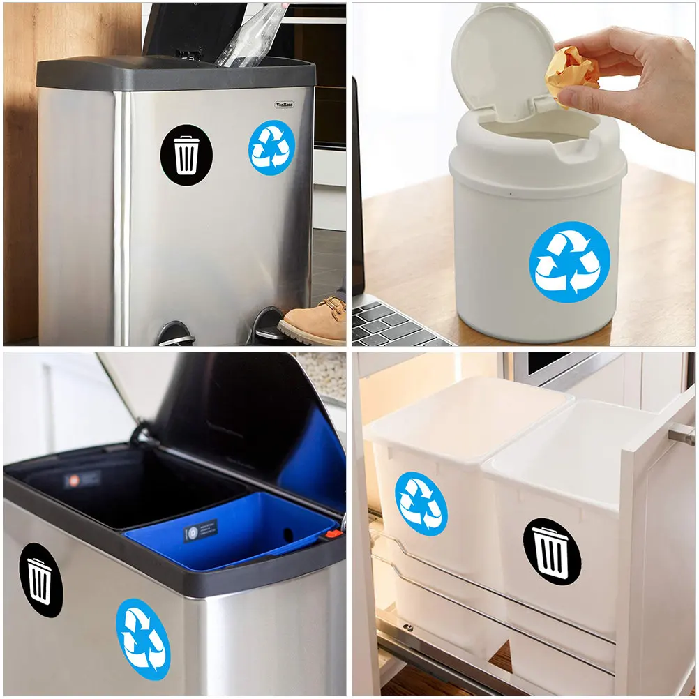 1Set Garbage Sorting Sticker 6 Sheets PVC Wear Resistant Waterproof Self Adhesive Waste Bin Decals Garbage Classification