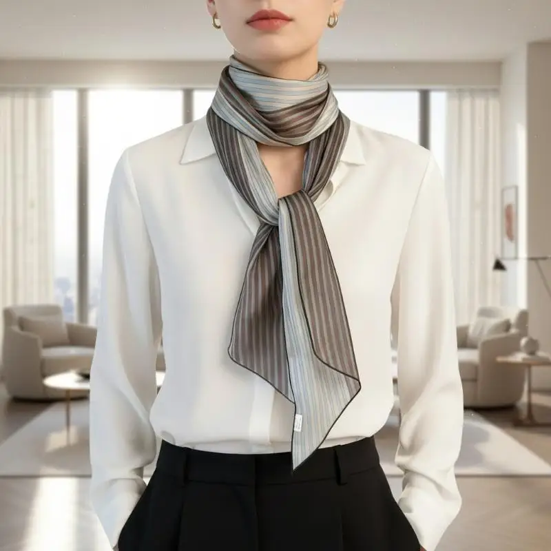 Silk Scarf for Women Vintage Look Striped Double Sided Print Elegant Neck Wrap for Party Business Meeting
Silk Scarf for Women Vintage Look Striped Double Sided Print Elegant Neck Wrap for Party Business Meeting