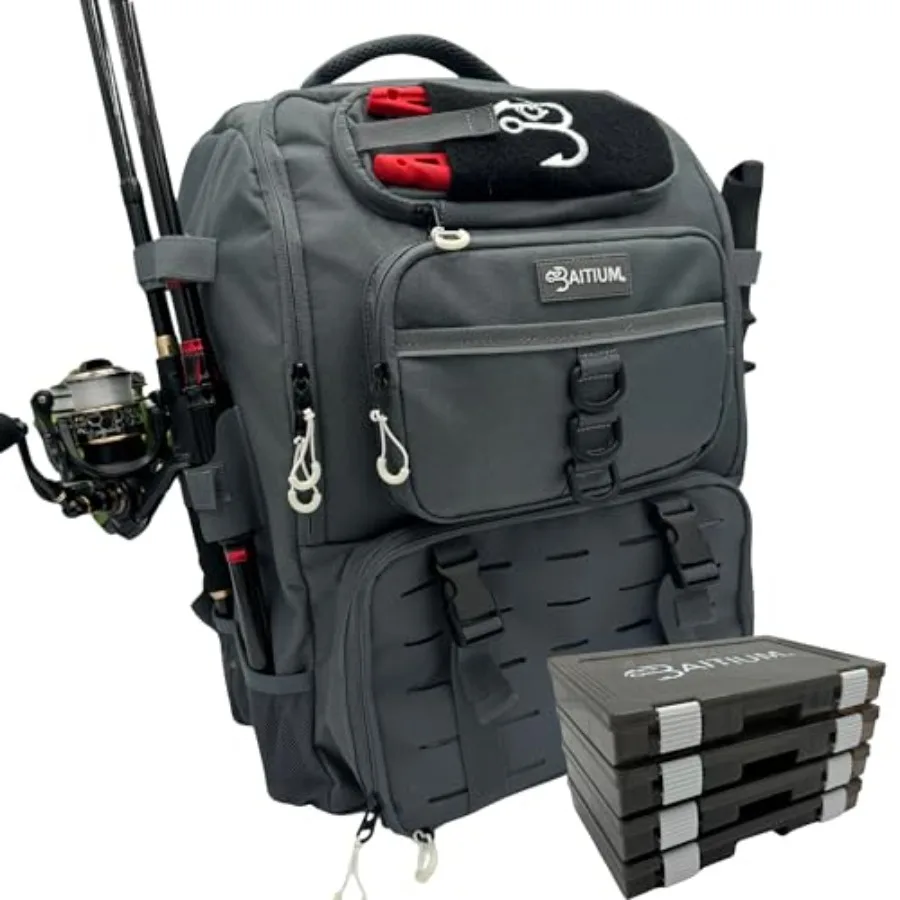 Fishing Backpack, Tackle Bag With Rod Holders, 40L Capacity With Cooler, Rain Cover, Insulated Pocket, 4 Tackle Trays Included
Fishing Backpack, Tackle Bag With Rod Holders, 40L Capacity With Cooler, Rain Cover, Insulated Pocket, 4 Tackle Trays Included