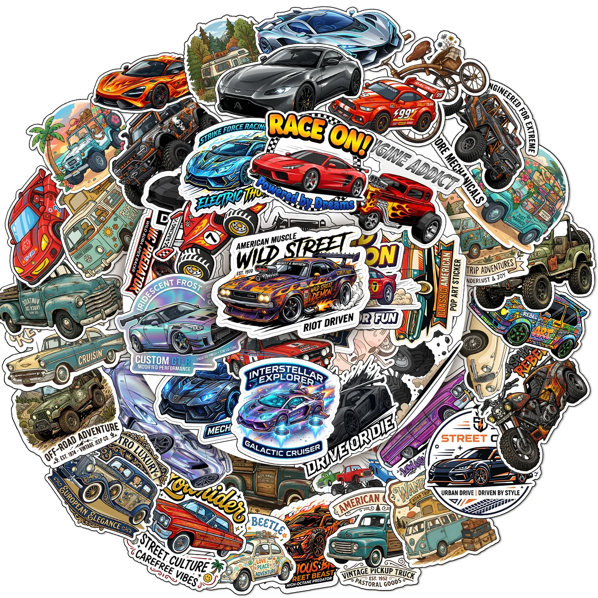 50PCS Cartoon Retro Classic Car Sticker Graffiti Waterproof Creative Trendy For Skateboard Water Cup Personalized Decal Stickers
50PCS Cartoon Retro Classic Car Sticker Graffiti Waterproof Creative Trendy For Skateboard Water Cup Personalized Decal Stickers