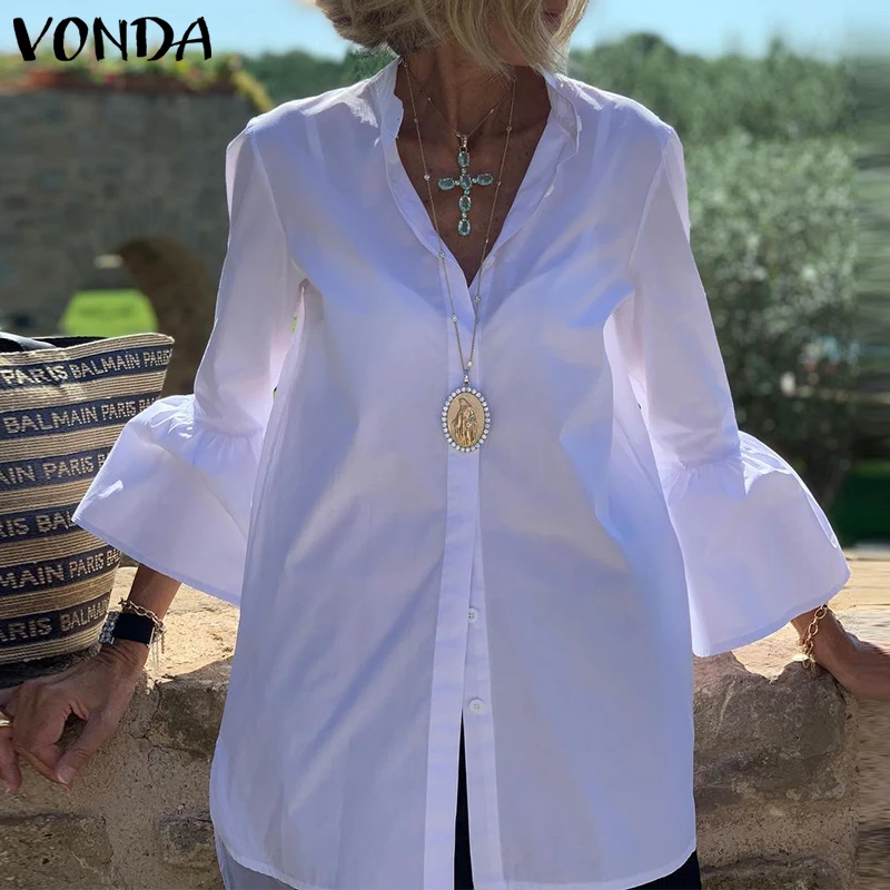 Plus Size 5XL VONDA 2026 Elegant Office Shirts Women Blouse Autumn Solid V Neck Button Office Tunic Tops Casual Blusas Femininas
Plus Size 5XL VONDA 2026 Elegant Office Shirts Women Blouse Autumn Solid V Neck Button Office Tunic Tops Casual Blusas Femininas
