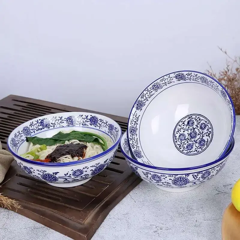 Китайская сине-белая керамическая миска для супа рамэн, фарфоровая лапша быстрого приготовления, домашняя кухонная посуда
Китайская сине-белая керамическая миска для супа рамэн, фарфоровая лапша быстрого приготовления, домашняя кухонная посуда