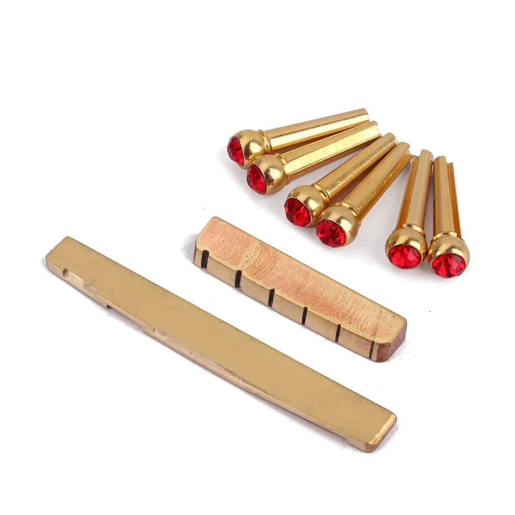 Bridge with Nut Saddle Red Crystal Design for Acoustic Guitar Parts Durable Long-Lasting Use Smooth Surface Flat Bottom
Bridge with Nut Saddle Red Crystal Design for Acoustic Guitar Parts Durable Long-Lasting Use Smooth Surface Flat Bottom
