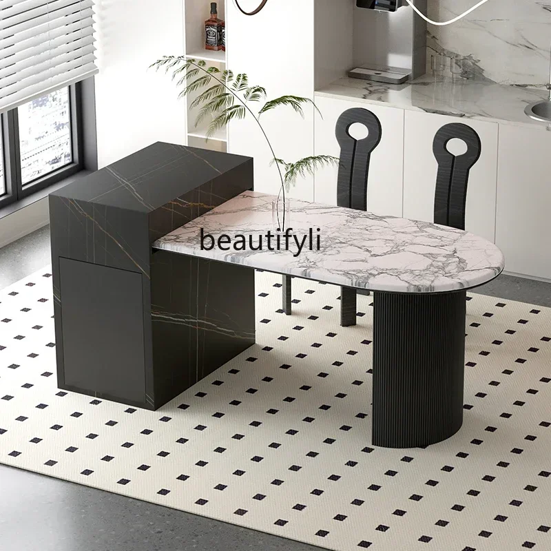 Asmt56French island dining table integrated household retractable high-grade rock slab light luxury marble 
Asmt56French island dining table integrated household retractable high-grade rock slab light luxury marble