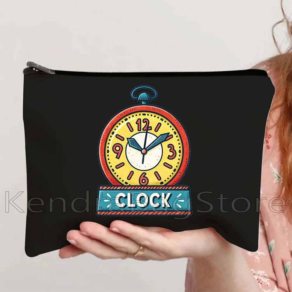 Colorful Cute Clock Print Travel Canvas Cosmetic Makeup Bag Pencil Case Zipper Pouch Toilet Bag Key Coin Purse Storage Bags
Colorful Cute Clock Print Travel Canvas Cosmetic Makeup Bag Pencil Case Zipper Pouch Toilet Bag Key Coin Purse Storage Bags