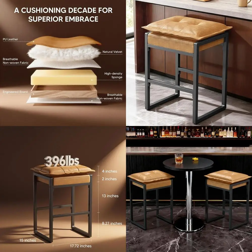 Double Cushion Bar Stools Set of 2 Counter Height with Footrest Easy Assembly for Kitchen Island Bar Brown, Customized
Double Cushion Bar Stools Set of 2 Counter Height with Footrest Easy Assembly for Kitchen Island Bar Brown, Customized