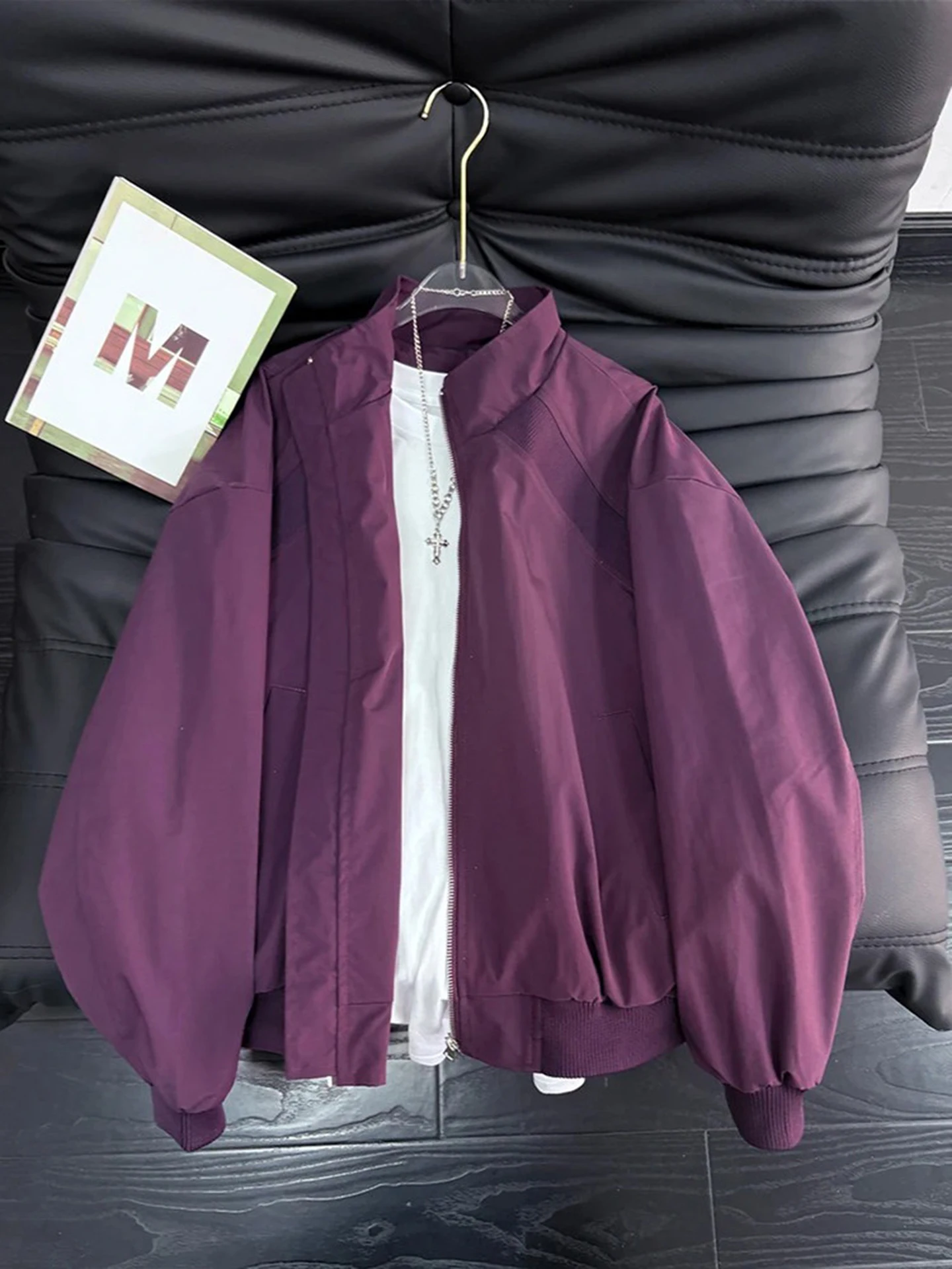 Purple American Sle Pilot Jaet ort Fit for Men Spring Cleanfit Baseball Coat Trendy Brand Youthful Polyester Material
Purple American Sle Pilot Jaet ort Fit for Men Spring Cleanfit Baseball Coat Trendy Brand Youthful Polyester Material