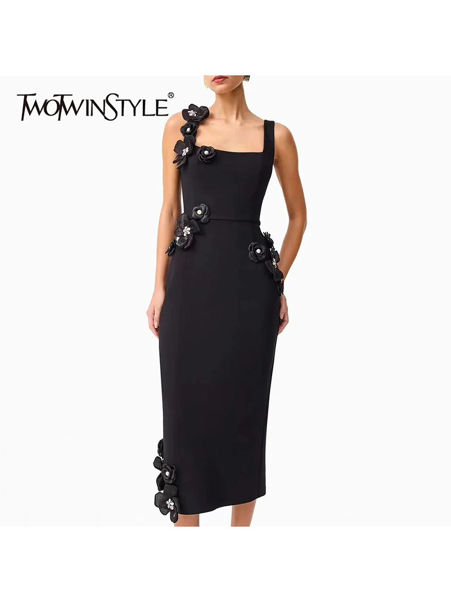 TWOTWINSTYLE Slimming Spliced 3D Flower Elegant Dresses for Women Suqare Neck Sleeveless High Waist Long Dress Female Clothing
TWOTWINSTYLE Slimming Spliced 3D Flower Elegant Dresses for Women Suqare Neck Sleeveless High Waist Long Dress Female Clothing