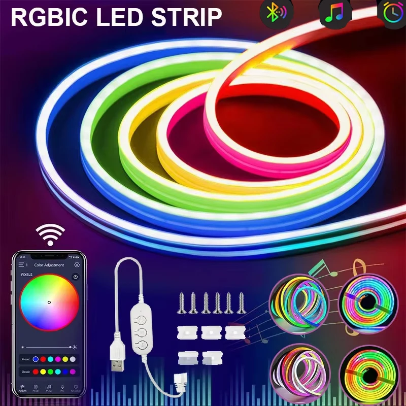 LED Neon Strip Light Bluetooth APP Control Light Strip DIY Shape Flexible Pickup Light Strip of Outdoor Garden Decor
LED Neon Strip Light Bluetooth APP Control Light Strip DIY Shape Flexible Pickup Light Strip of Outdoor Garden Decor