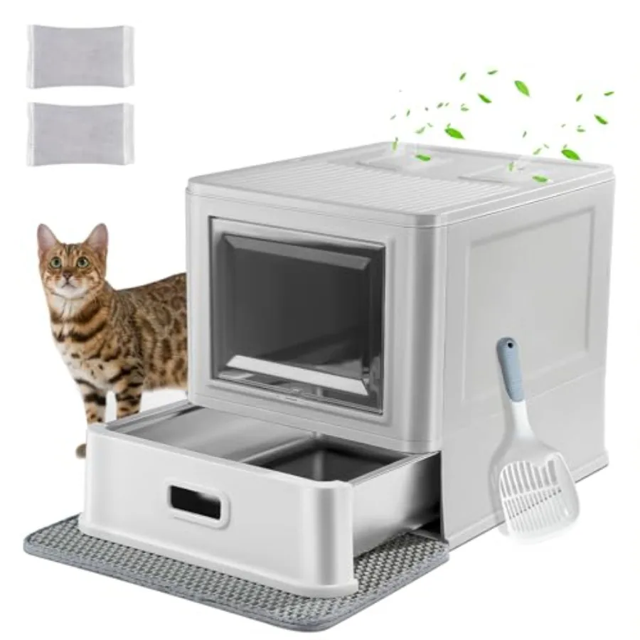 Enclosed Stainless Steel Cat Litter Box with Lid Drawer Design for Indoor All Lifestyles Cats, Metal Covered Cat Litter Box, Ba
Enclosed Stainless Steel Cat Litter Box with Lid Drawer Design for Indoor All Lifestyles Cats, Metal Covered Cat Litter Box, Ba