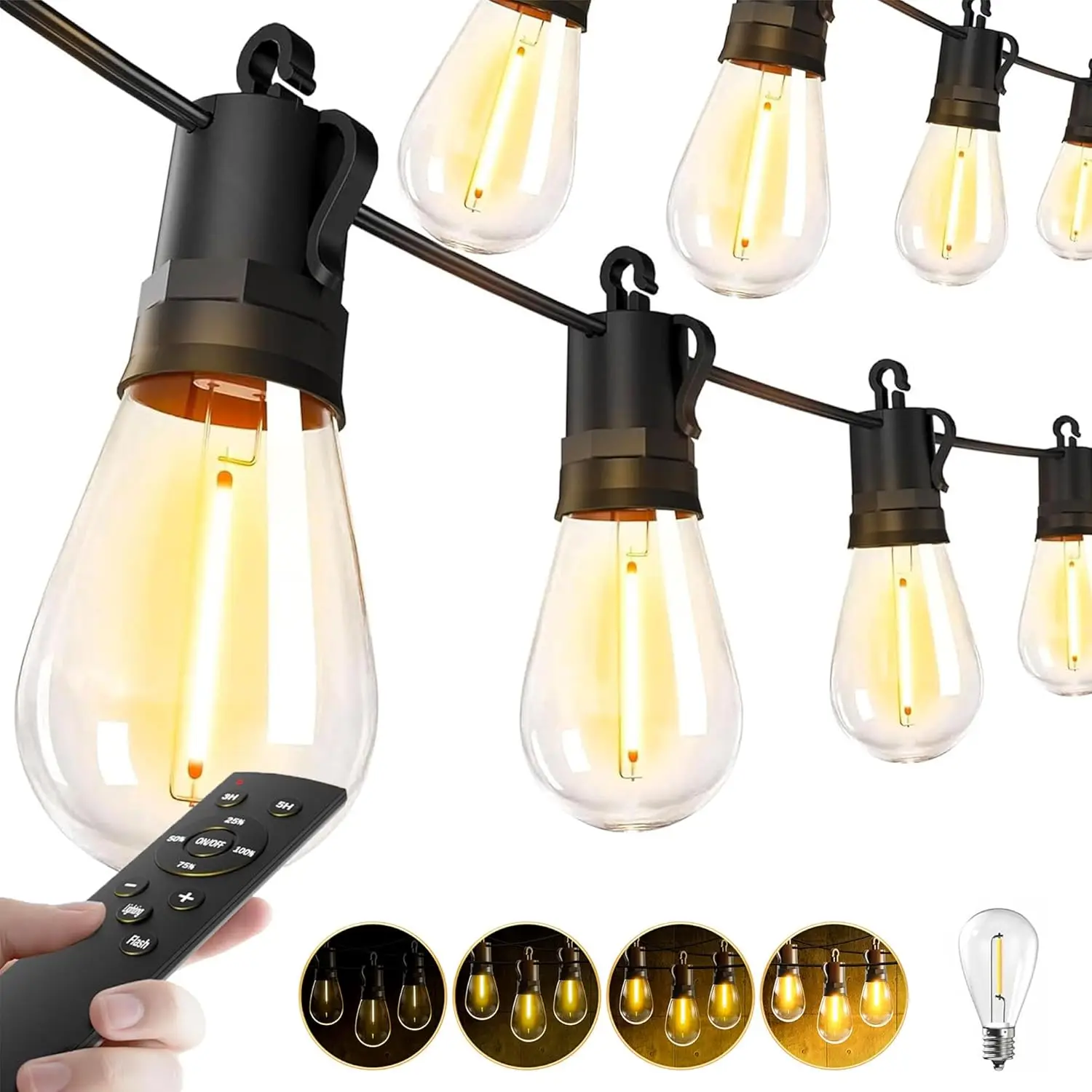Outdoor String Lights 50Ft S14 LED Patio Waterproof Remote Dimmable Connectable Edison Bulbs for Backyard Party
Outdoor String Lights 50Ft S14 LED Patio Waterproof Remote Dimmable Connectable Edison Bulbs for Backyard Party