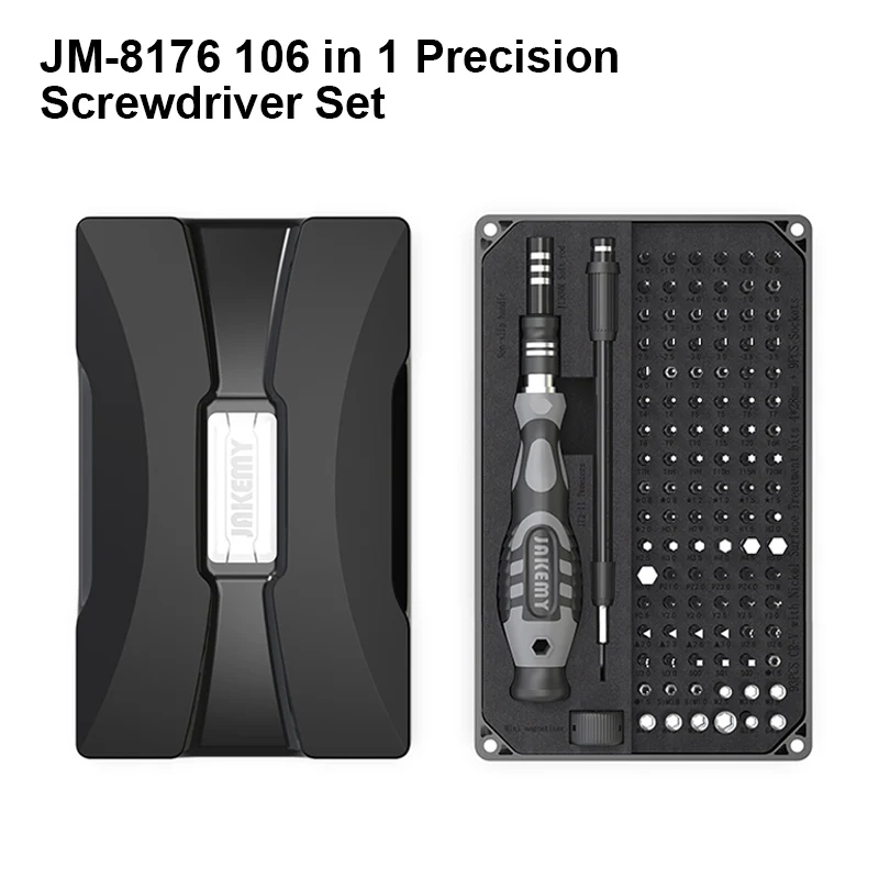 JM-8176 106 IN 1 Precision Screwdriver Set for Computer Mobile Phone Watch Repair Tools Kit Screw Driver
JM-8176 106 IN 1 Precision Screwdriver Set for Computer Mobile Phone Watch Repair Tools Kit Screw Driver