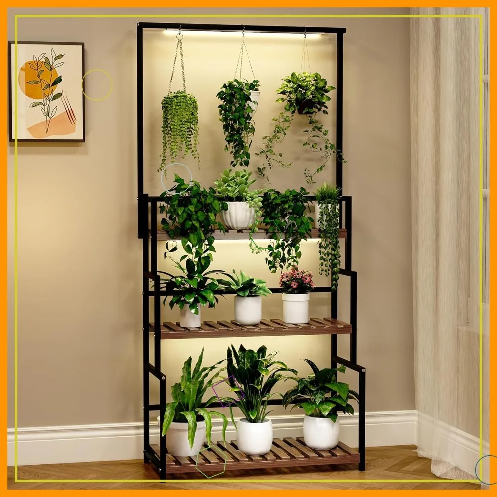 Трехуровневая металлическая подставка для растений с лампой для выращивания, в форме лестницы, для гостиной, патио, балкона
Трехуровневая металлическая подставка для растений с лампой для выращивания, в форме лестницы, для гостиной, патио, балкона