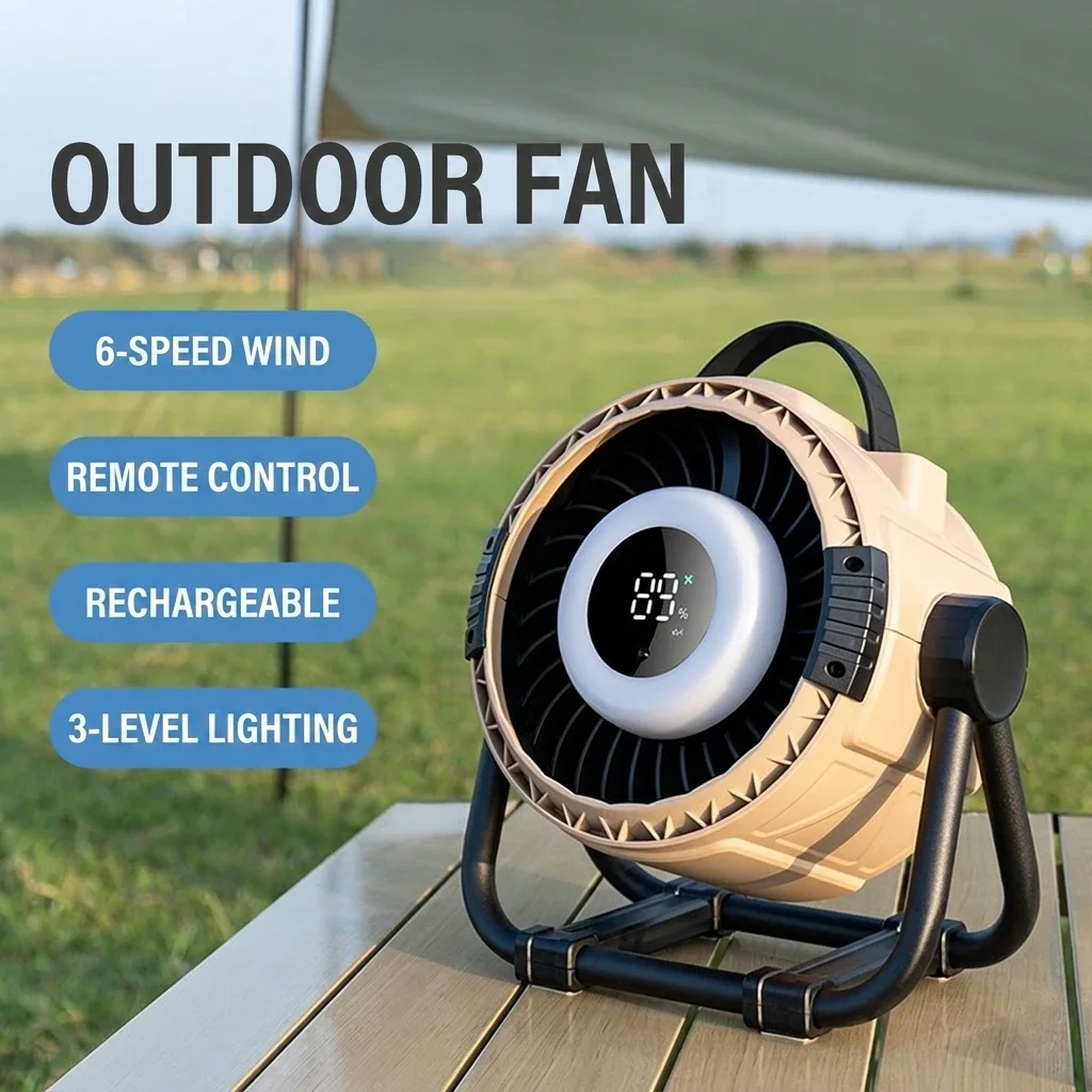 Camping Fan 20000mAh Rechargeable Portable Camping Circulator Fan Wireless Tent Ceiling Fan with LED Light and Hook
Camping Fan 20000mAh Rechargeable Portable Camping Circulator Fan Wireless Tent Ceiling Fan with LED Light and Hook