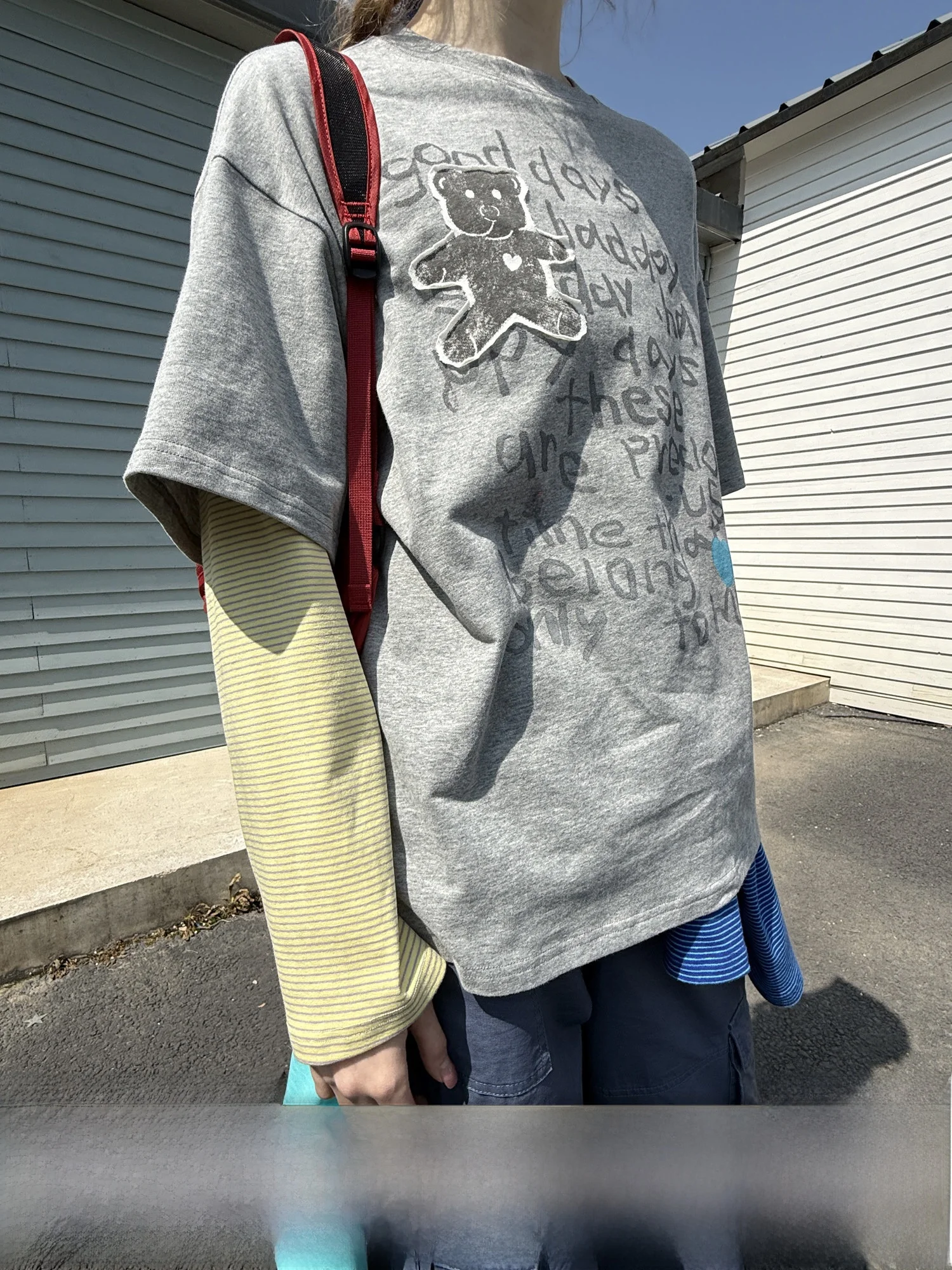 Loose Long Sleeve T-Shirt Women's Spring Autumn Odd Maker Bear Letter Print Patchwork Striped Loose Fake Two-Piece Top
Loose Long Sleeve T-Shirt Women's Spring Autumn Odd Maker Bear Letter Print Patchwork Striped Loose Fake Two-Piece Top