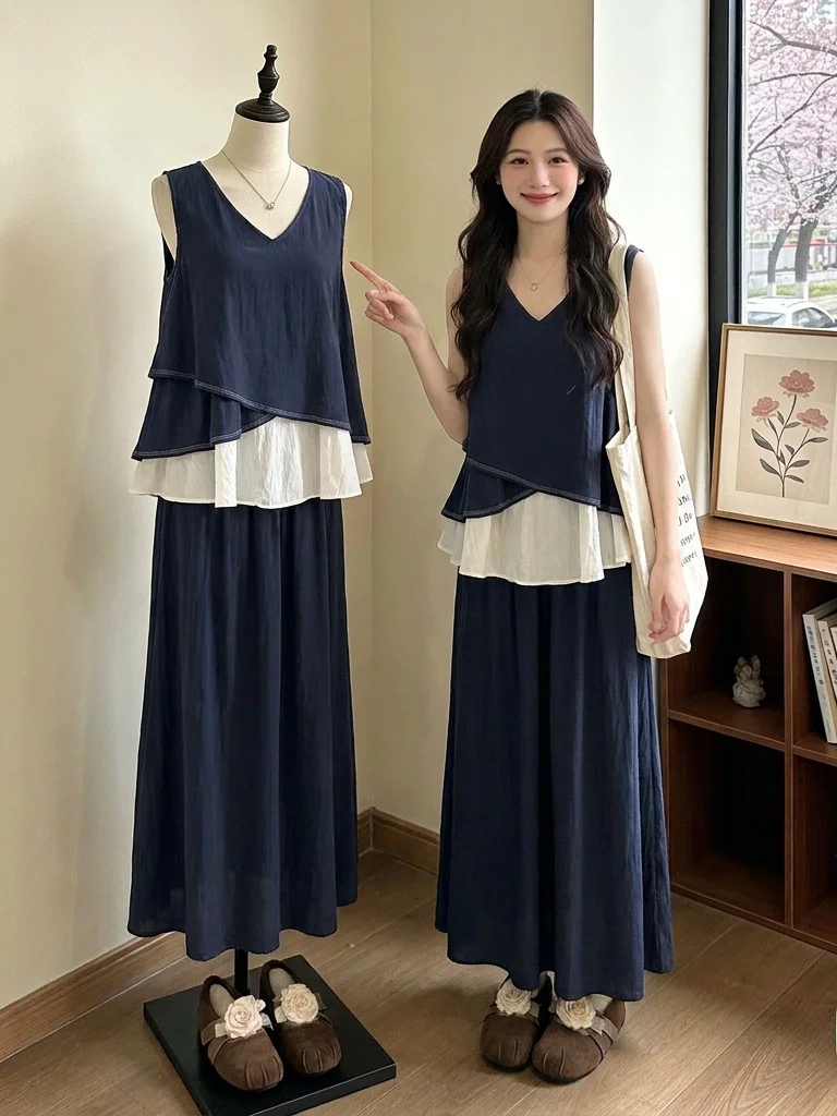 plus Size Women's Summer Fashion Set Salt And Sweet Blue Vest And Skirt Two Piece Suit Casual Commute Style Regular Fit
plus Size Women's Summer Fashion Set Salt And Sweet Blue Vest And Skirt Two Piece Suit Casual Commute Style Regular Fit