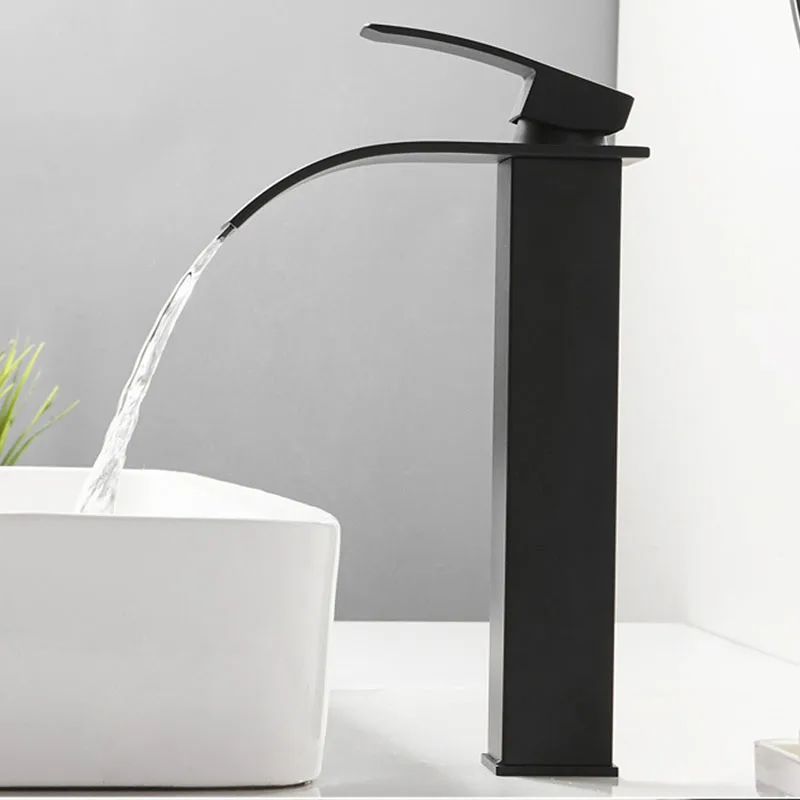 Black Stainless Steel Basin Faucet Waterfall High Style Wash Hot and Cold Mixer Faucets Sink Faucets Countertop Installation
Black Stainless Steel Basin Faucet Waterfall High Style Wash Hot and Cold Mixer Faucets Sink Faucets Countertop Installation