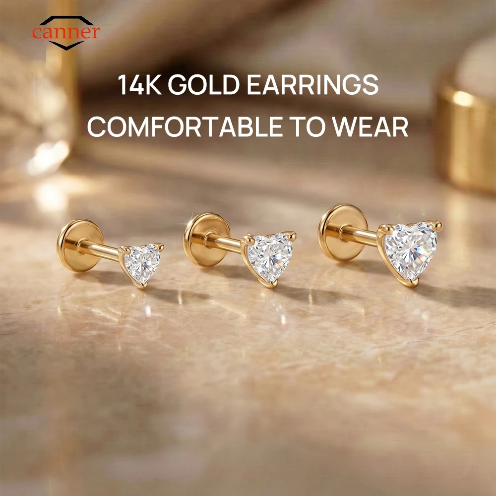 CANNER 1PC 14K Solid Gold Hypoallergenic G23 Titanium Love Zircon Piercing Flat Back Stud Earring Women Classic Ear Bone Gift
CANNER 1PC 14K Solid Gold Hypoallergenic G23 Titanium Love Zircon Piercing Flat Back Stud Earring Women Classic Ear Bone Gift