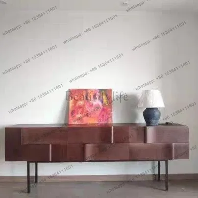 Nordic entrance cabinet medieval entrance table simple modern black walnut side chest
Nordic entrance cabinet medieval entrance table simple modern black walnut side chest