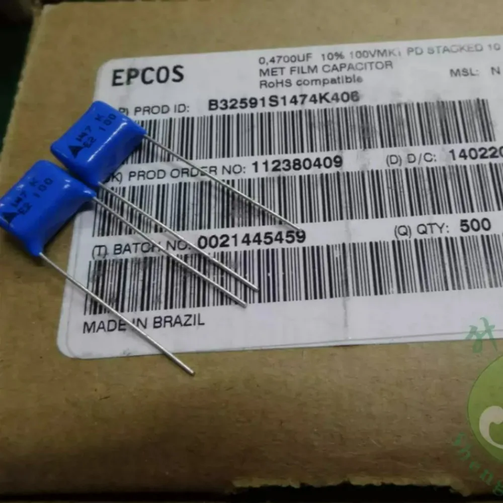 20 шт./лот EPCOS 0.47 мкФ/100 В 470 нФ U47 474, новый пленочный конденсатор 10 мм B32591S1474K
20 шт./лот EPCOS 0.47 мкФ/100 В 470 нФ U47 474, новый пленочный конденсатор 10 мм B32591S1474K