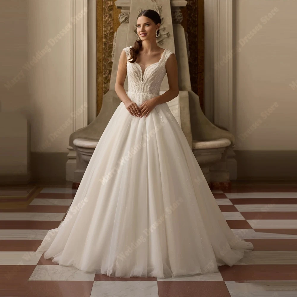 2025 Sexy Women Wedding Dresses Elegant Sexy Tulle Sleeveless A-Line Bridal Gowns Mopping Length Ball Robes De Mariée Customized
2025 Sexy Women Wedding Dresses Elegant Sexy Tulle Sleeveless A-Line Bridal Gowns Mopping Length Ball Robes De Mariée Customized