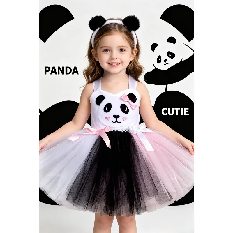 Panda Animal Cosplay Tulle Tutu Dress Set with Ear Headband & Tail, Halloween Outfit, Birthday Stage Holiday Fancy Costume
Panda Animal Cosplay Tulle Tutu Dress Set with Ear Headband & Tail, Halloween Outfit, Birthday Stage Holiday Fancy Costume