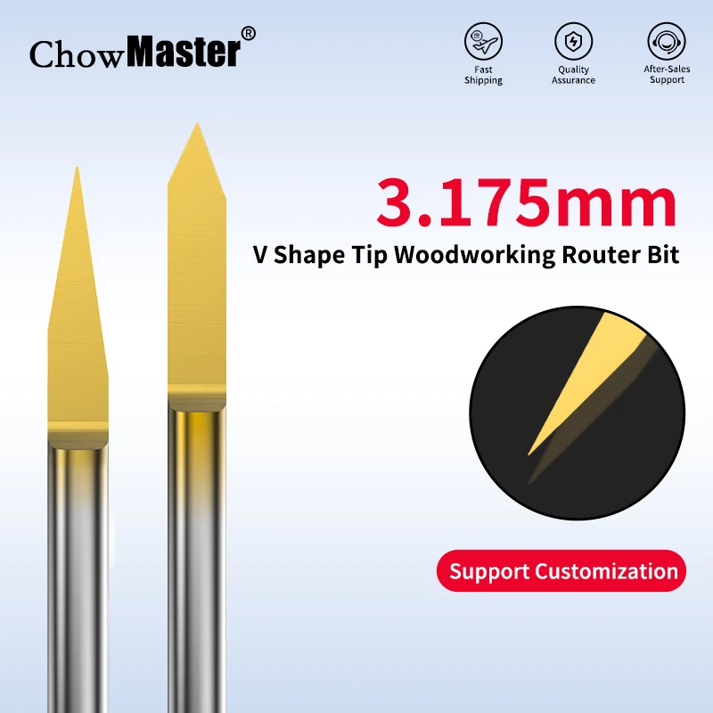 Фреза для печатных плат CHOWMASTER 10, 15, 20, 30, 45, 60, 90 градусов, V-образная гравировальная фреза с хвостовиком 1/8, фреза с ЧПУ, фреза по дереву с покрытием TiN
Фреза для печатных плат CHOWMASTER 10, 15, 20, 30, 45, 60, 90 градусов, V-образная гравировальная фреза с хвостовиком 1/8, фреза с ЧПУ, фреза по дереву с покрытием TiN