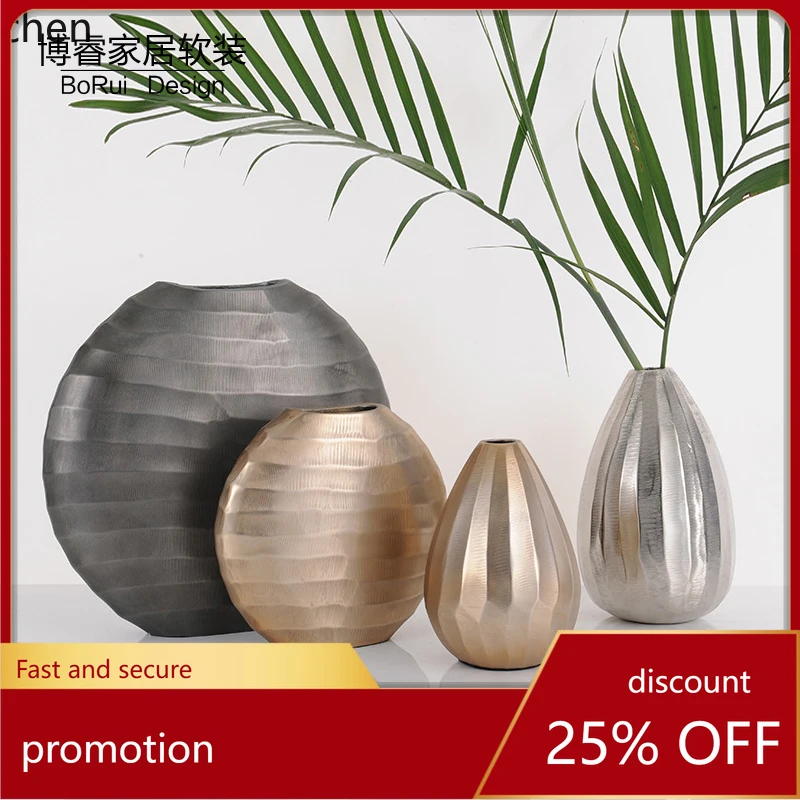 HXL Gray gold Aluminum Alloy Vase Water Wave Texture Vase Ornament Flower Container
HXL Gray gold Aluminum Alloy Vase Water Wave Texture Vase Ornament Flower Container
