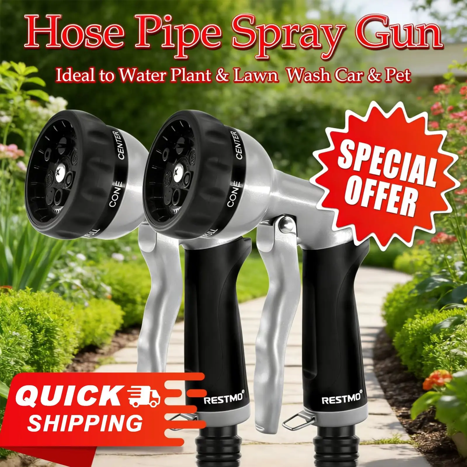 2pcs High-Pressure Garden Spray Gun Spray Nozzle for Garden Hose Garden Watering Ground Car Wash Sprinkler Home Irrigation Spray
2pcs High-Pressure Garden Spray Gun Spray Nozzle for Garden Hose Garden Watering Ground Car Wash Sprinkler Home Irrigation Spray