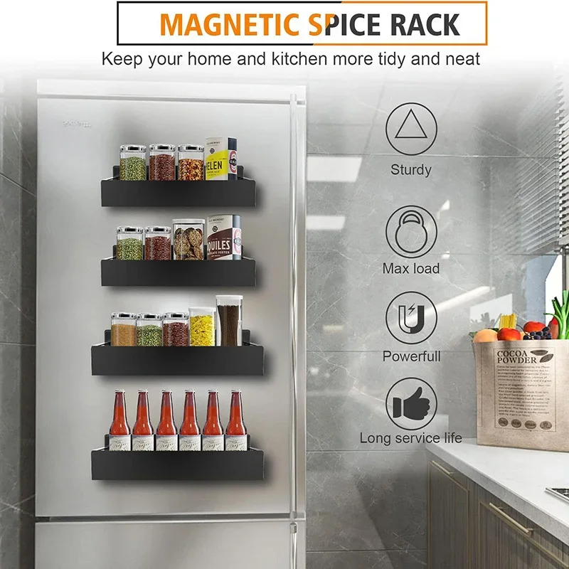 Magnetic Fridge Shelf - Black Iron Spice Storage Rack for Refrigerator Side, Space-Saving Kitchen Organizer Shelf for Household
Magnetic Fridge Shelf - Black Iron Spice Storage Rack for Refrigerator Side, Space-Saving Kitchen Organizer Shelf for Household