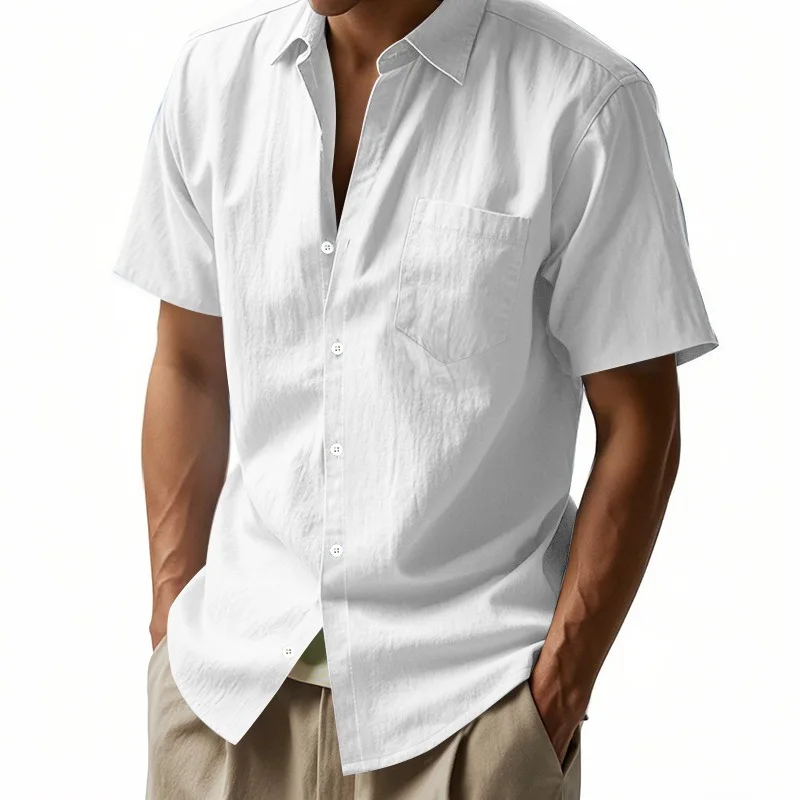 Men's Linen Blend Short Sleeve Shirt Solid Color Button Down Casual Shirt with Chest Pocket and Breathable Fabric
Men's Linen Blend Short Sleeve Shirt Solid Color Button Down Casual Shirt with Chest Pocket and Breathable Fabric