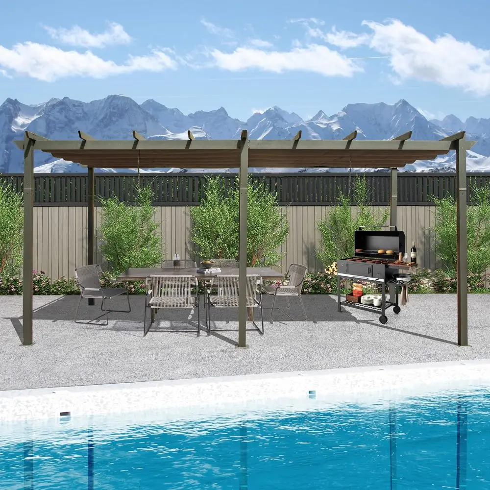 11 X 20 FT Outdoor Living Outdoor Retractable Pergola with Weather-Resistant Canopy Aluminum Garden Pergola Patio Grill Gazebo
11 X 20 FT Outdoor Living Outdoor Retractable Pergola with Weather-Resistant Canopy Aluminum Garden Pergola Patio Grill Gazebo