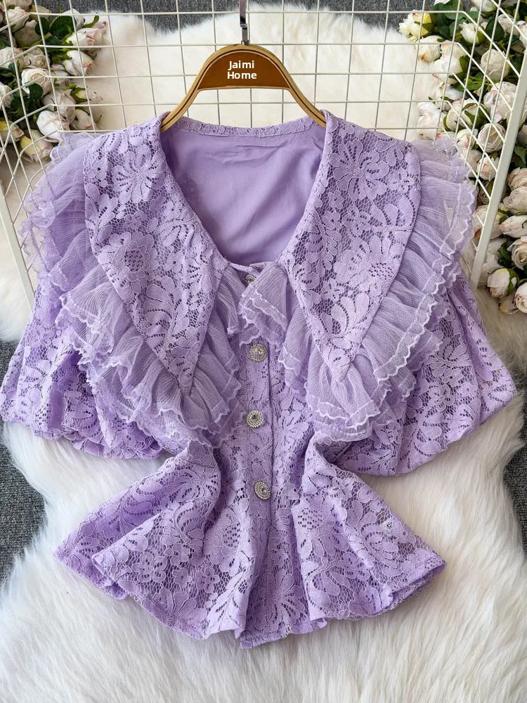 Sweet Youthful Heavyweight Doll Collar Bubble Sve Hook Lace irt Women's Summer Casual Loose irt Korean Sle V-ne ...
Sweet Youthful Heavyweight Doll Collar Bubble Sve Hook Lace irt Women's Summer Casual Loose irt Korean Sle V-ne ...