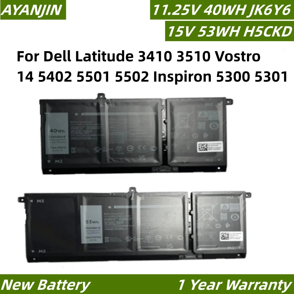 New 53WH H5CKD Laptop Battery For DELL Inspiron 5408 5508 5509 5400 5406 7405 7500 7506 2-in-1 For DELL Latitude 3410 3510
New 53WH H5CKD Laptop Battery For DELL Inspiron 5408 5508 5509 5400 5406 7405 7500 7506 2-in-1 For DELL Latitude 3410 3510