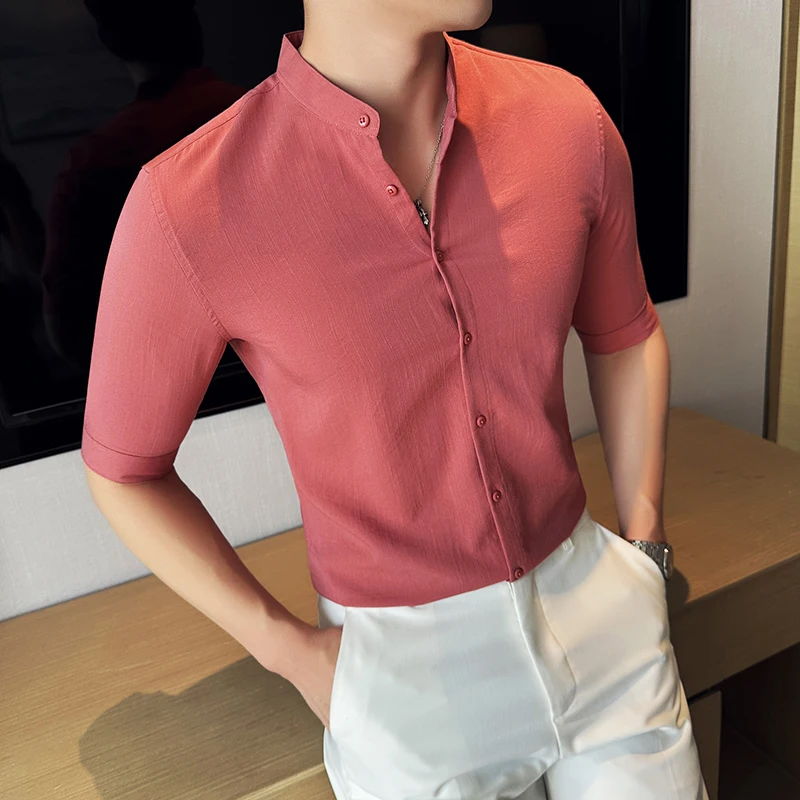 Chinese-style Men's Shirt, 2024 White Stand-collar Men's Short-sleeved Shirt, Daily Slim-fit Casual Lightweight Jacket.M-4XL
Chinese-style Men's Shirt, 2024 White Stand-collar Men's Short-sleeved Shirt, Daily Slim-fit Casual Lightweight Jacket.M-4XL