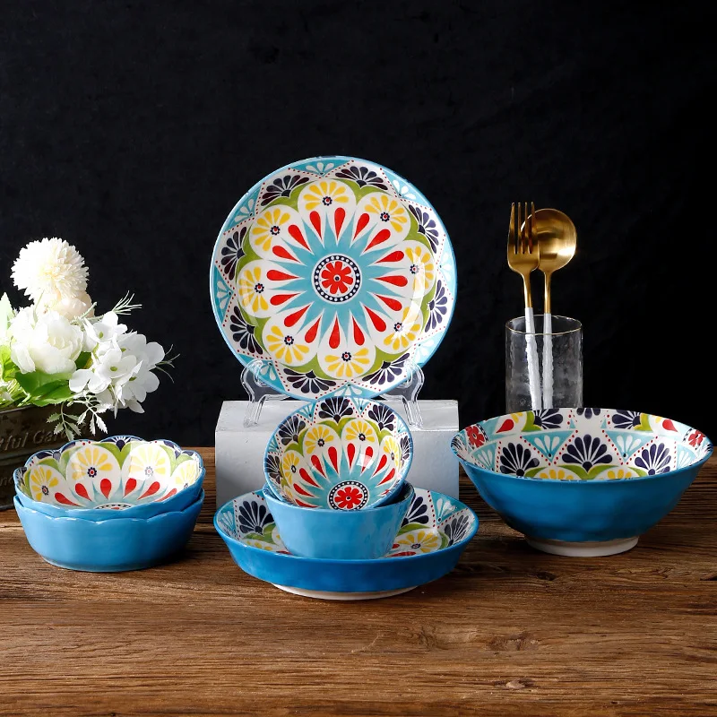 LMM Ceramic Tableware Bohemian Sunflower Dish Plate, Household Single Handle Plate
LMM Ceramic Tableware Bohemian Sunflower Dish Plate, Household Single Handle Plate