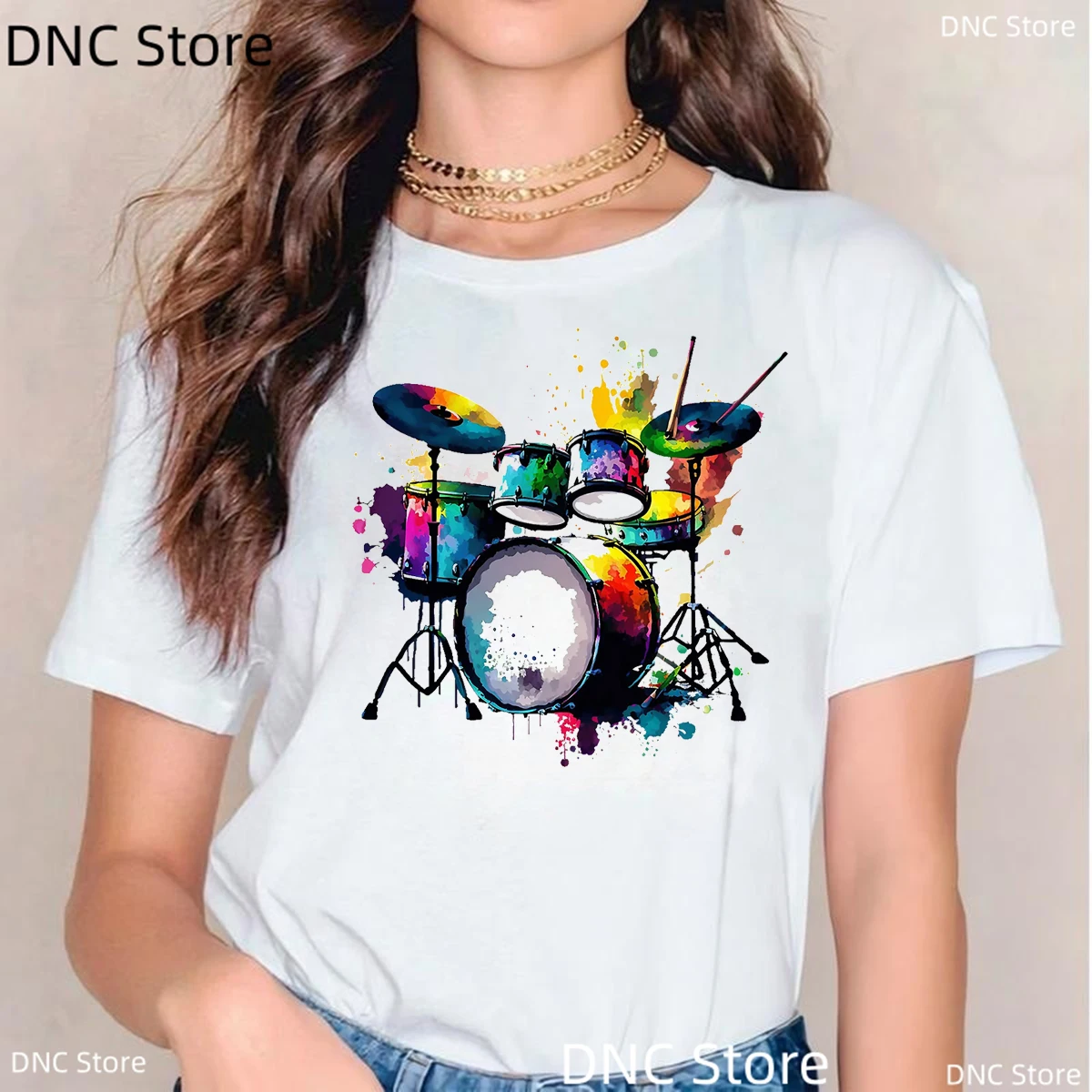 2024 New Femme T-shirt Music Theme Graphic Print Women's T-shirt White O-neck Short Sleeve Women's Tops Street Clothing
2024 New Femme T-shirt Music Theme Graphic Print Women's T-shirt White O-neck Short Sleeve Women's Tops Street Clothing