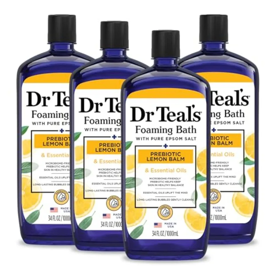 Foaming Bath with Pure Epsom Salt, Prebiotic Lemon Balm and Essential Oils, 34 fl oz Pack of 4
Foaming Bath with Pure Epsom Salt, Prebiotic Lemon Balm and Essential Oils, 34 fl oz Pack of 4