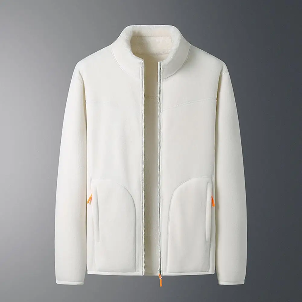 Zipper Pockets Coat Men's Thick Coral Fleece Cardigan with Stand Collar Zipper Closure Plus Size Cold Resistant Jacket for Fall
Zipper Pockets Coat Men's Thick Coral Fleece Cardigan with Stand Collar Zipper Closure Plus Size Cold Resistant Jacket for Fall